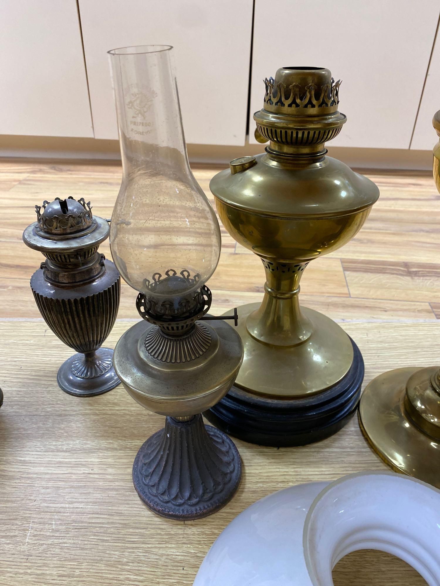 Six various oil lamps